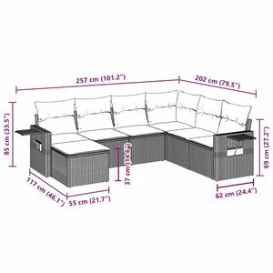 Set Divano da Giardino Nero e Bianco Crema - Product Image 3