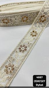 Ribete de Encaje Floral con Diseño de Vieiras, 100% Poliéster, 3 cm de Ancho, Rollo de 9 Metros para Ropa Étnica, Bolsos, Zapatos y Textiles para el Hogar - Product Image 5