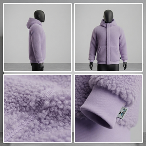 Sudadera con Capucha de Forro Polar Morado para Hombre, Corte Regular, Color Sólido, Informal, de Invierno, Tejida - Product Image 4