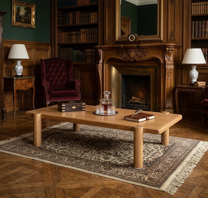 Mesa de Centro de Madera de Teca Kanzia de Diseño, Construcción Auténtica en Madera Sólida, Patas Cilíndricas Artísticas, Duradera, Ecológica y Minimalista - Product Image 2