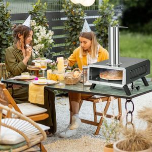 Horno de Pizza Portátil de Pellets de Madera con Piedra Giratoria de 12 Pulgadas para Acampar al Aire Libre - Product Image 1