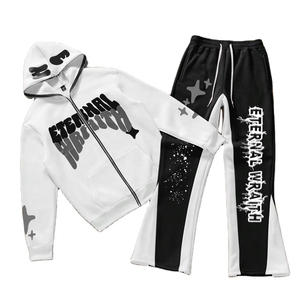 Nouvel ensemble de survêtements streetwear décontracté style baggy (pantalon et sweat à capuche) avec personnalisation OEM et impression en relief – 2 pièces respirantes - Product Image 1