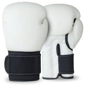 Gants de boxe en PU blancs avec fermeture Velcro, sangle de poignet réglable, équipement d'entraînement pour adultes unisexe - Product Image 5