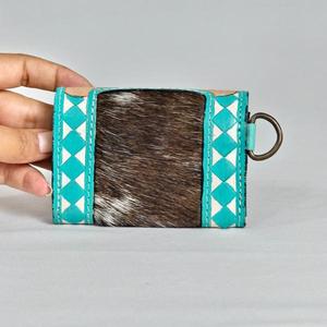 Bohemian Genuine Leather <b>Wristlet</b> With Geometric Pattern Buckle Closure Square Shape Portable All Seasons Daily Use - Product Image 5