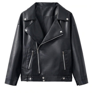 <b>Women's</b> <b>Black</b> Genuine Sheep Leather Breathable Bomber Motorcycle Jacket Asymmetrical Zipper Biker <b>Coat</b> - Product Image 1