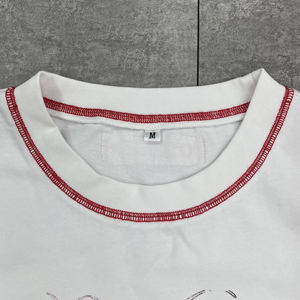 T-shirts pour hommes de haute qualité, imprimés DTG personnalisés, coupe ample et épaisse, col montant, ODM, avec surpiqûres inversées - Product Image 4