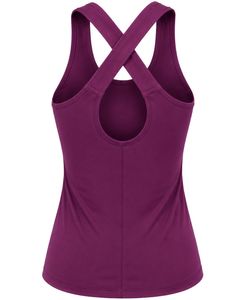 Customized Purple Women <b>Cross</b> Back Yoga Tank <b>Top</b> Breathable Sleeveless Gym Fitness Workout Activewear Sports Running Vest Shirt - Product Image 2