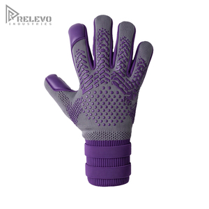 OEM Custom Two-Tone Goalkeeper <b>Gloves</b> 4mm German Contact Latex Ultra Light Knit Backhand Micro Dot Silicone Punching Elements - Product Image 1