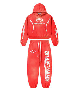 Conjunto de Sudadera con Capucha y Pantalones Deportivos Grises Personalizados de Primera Calidad para Hombre, Sudadera Holgada y Pantalones Jogger de 2 Piezas - Product Image 2