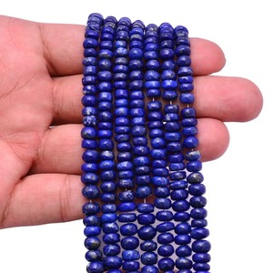 Perles de pierre gemme Lapis Lazuli naturel lisse, forme Rondelle 5mm 7mm, en fil, prix de gros, en vrac, pour la fabrication de bijoux, fournisseur de pierre bleue - Product Image 5