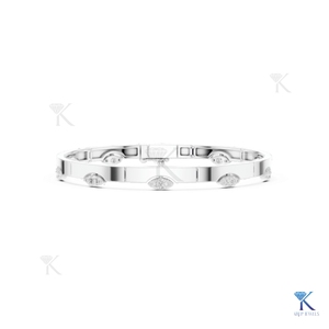 Lab Grown Diamond Marquise Station <b>Bangle</b> 14K <b>Solid</b> <b>Gold</b> Fine Unisex Luxury Minimalist Gift Jewelry - Product Image 3