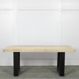 Wooden <b>Coffee</b> <b>Table</b> with Metal Legs | Solid Mango Wood <b>Table</b> with Black Metal Legs | Living Room <b>Coffee</b> <b>Table</b> - Product Image 2