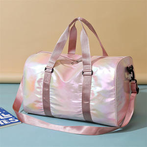 Waterproof High Quality Mermaid Pearlescent Gradient <b>Overnight</b> Duffle Tote Hand Gym Travel <b>Bag</b> Zipper Closure Side Shoe Pocket - Product Image 6