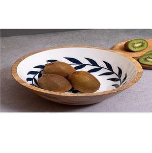 Bol de ensalada de madera de mango esmaltada de lujo, el más vendido, vajilla de madera natural para decoración de mesa de comedor, disponible para la venta. - Product Image 4