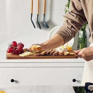 Planche à découper en bois, bloc à découper rectangulaire, planche de préparation alimentaire avec poignée, antidérapante, écologique, passe au lave-vaisselle, pour la cuisine - Product Image 5