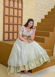 Heavy Joya Modern Silk Embroidery Zari Floor-Length Lehenga Choli for Wedding <b>Party</b> & Diwali - Product Image 5