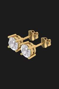 Boucles d'oreilles clous de luxe classiques en zircon taille ronde, plaqué or rose, argent sterling 925, bijoux de fête - Product Image 2