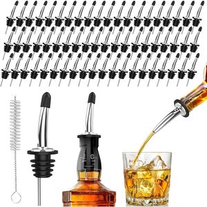 Set da 60 Beccucci Versatori in Acciaio Inossidabile con Tappi Antipolvere in Gomma per Bottiglie di Liquori, Olio, Aceto e Vino - Accessori per Bar - Product Image 3