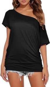 Camiseta de Algodón con Hombros Descubiertos para Mujer, Venta al Por Mayor, Impresión de Logotipo Personalizado, Manga Corta, Tejido de Punto, Top de Verano - Product Image 3