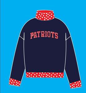 เสื้อสเวตเชิ้ตถักลายตัวอักษร Patriots สำหรับผู้ชาย คอปกและปลายแขนเสื้อลายจุดสีแดง เสื้อแขนยาวคอเต่า สวมใส่สบายๆ ในฤดูใบไม้ร่วง ชุด 2 ชิ้น - Product Image 4