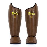Protège-tibias Fairtex légers en cuir de vachette véritable pour Muay Thai, Kick Boxing, MMA, avec fermeture à boucle, personnalisables, pour sportifs professionnels