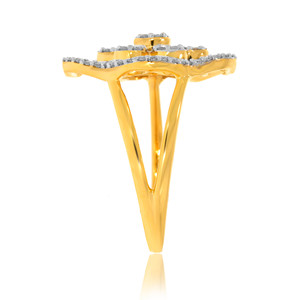 Anillo de Diamantes con Diseño Floral en Oro Amarillo de 18K de Lujo, con Halo de Flores Abiertas, para Mujer, Joyería Fina, Regalo de Aniversario de Bodas - Product Image 3