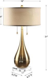Elegant 2-Light Table <b>Lamp</b> 18 Inch Wide 18 Inch Deep Premium Design <b>Lamp</b> for Bedside Living Room Office Decor - Product Image 2