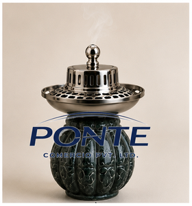 Premium Luxury Ceramic <b>Bakhoor</b> Burner With Metal Lid Elegant Arabic Mabkhara <b>Oud</b> Burner For Home Decor Yoga & Aromatherapy - Product Image 1