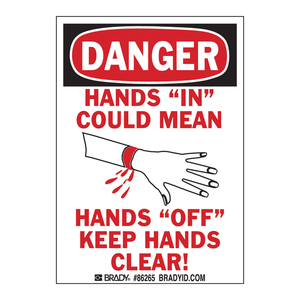 Señal de Seguridad Brady Danger Hands-In, Señal de Advertencia para Interiores/Exteriores de Alta Visibilidad, Tablero de Tráfico Impreso con UV - Product Image 2