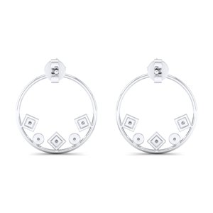 REYES Pendientes de Aro Minimalistas de Oro Blanco de 14K y 18K con Moissanita de 0.15Ct para Mujer, Gran Venta, Regalo de Lujo para Compromiso, Joyería Fina - Product Image 2