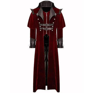 Manteau Rouge Gothique Steampunk pour Homme en Velours de Haute Qualité avec Accents en Similicuir Vente en Gros Usine 2026 - Product Image 2