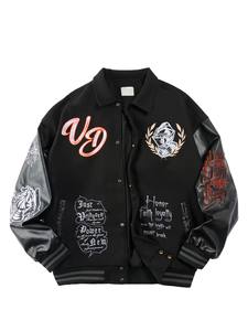 Chaqueta de Béisbol Varsity para Hombre, Estilo Hip Hop Harajuku, con Parches de Letras, de Poliéster, Resistente al Viento, Ecológica, Unisex, Ropa Urbana - Product Image 2