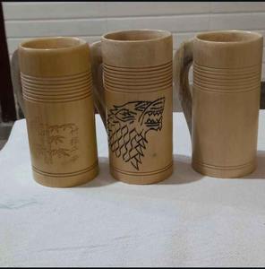 Mug à bière ou à café en bois personnalisé avec logo, fait main, bois naturel, tasse japonaise, cadeau décoratif, vaisselle - Product Image 3