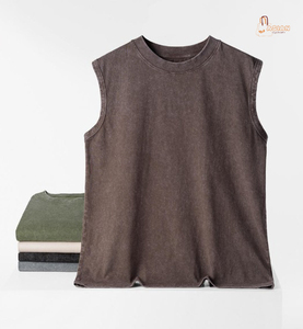 Débardeur de sport sans manches en coton 100 % uni tricoté pour homme, haute qualité, vente en gros - Product Image 2