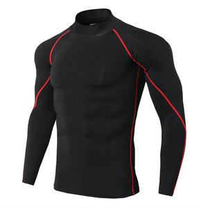 Camiseta de Compresión de Manga Corta y Cuello Alto para Hombre, Corte Ajustado, 180g, 100% Poliéster, Secado Rápido, para Correr, Gimnasio y Fitness - Product Image 3