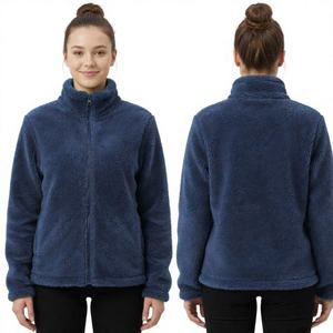 Premium B.B INDUSTRY Women Emerald Green Plush Sherpa Fleece Full Zip Jacket Mock Neck Soft <b>Teddy</b> Coat Winter - Product Image 3