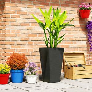 Set Moderno di 2 Vasi per Fiori in Plastica PP Alta Qualità, Impilabili, con Fori di Drenaggio per Giardini di Hotel e Piante da Interno - Product Image 1
