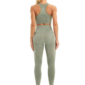 Custom Logo New Arrival Leggings And Sports Bra <b>Set</b> Compression <b>Gym</b> Tight Pants Wear Women Fitness <b>Sets</b> Solid <b>Green</b> Fitness Wear - Product Image 5