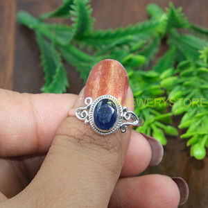 Anillo de Zafiro Azul Natural, Plata de Ley 925, Anillo Minimalista con Piedra Azul, Anillos de Compromiso para Mujer, Joyería de Regalo para Mujer - Product Image 4