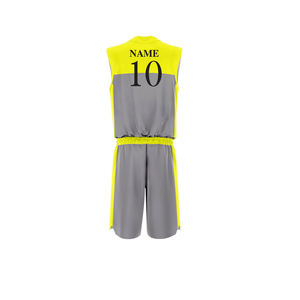 Ensemble de maillot de basket-ball jaune et gris, joueur n°10, en polyester sublimé anti-humidité, vêtements de sport unisexes pour adultes - Product Image 2