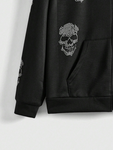 เสื้อฮู้ดดี้ผ้าฟลีซคอตตอน 100% คุณภาพสูง ระบายอากาศได้ดี ตกแต่งด้วยคริสตัล สำหรับฤดูหนาว แบบ unisex ราคาขายส่ง OEM - Product Image 4