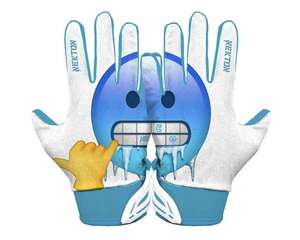 Guantes de Fútbol Americano de Cuero con Diseño Personalizado, Transpirables, Antideslizantes, Correa de Muñeca Ajustable, Ligeros, Dedos Completos - Product Image 4
