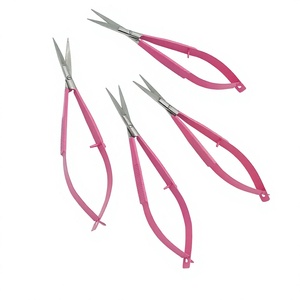 Professional 4.5" Dark Pink Micro Scissors Eye Brow <b>Nail</b> Beauty Extra Sharp Straight Stainless Steel Spring Action Customized - Product Image 5
