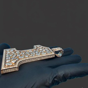 Pendentif en alliage de zinc plaqué or rose numéro 1 avec strass en diamant, style hip-hop, charme unisexe, cadeau - Product Image 5