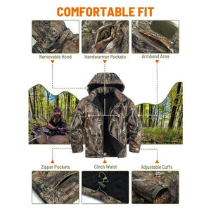 Veste de chasse en velours côtelé imperméable, respirante, antibactérienne, camouflage uni, impression personnalisée pour l'extérieur par temps froid - Product Image 4