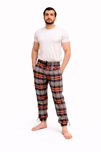 Pantalones de chándal de algodón a cuadros para hombre con cintura elástica y puños en los tobillos, pantalones de descanso de algodón a cuadros para hombre, marca privada OEM - Product Image 2