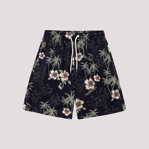 Custom Casual Swimwear Beachwear Button Fly Cargo Shorts Heat-<b>Transfer</b> Printed Floral Sexy Swim Trunks Men's 100% Cotton - Product Image 2
