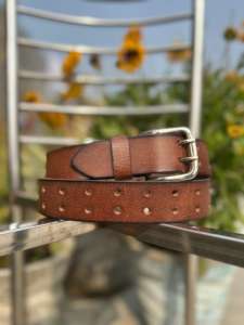 Cinturón Clásico Casual para Hombre Hecho a Mano con Bordado y Hebilla de Hierro Estilo Western, 3.5 cm de Ancho y 120 cm de Largo - Product Image 3