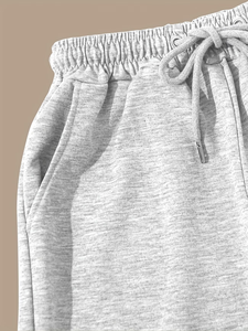 ชุดเซ็ตสองชิ้น สีพื้น คอปกโปโล แขนกุด กางเกงขายาวลำลอง เสื้อสเวตเชิ้ตทรงหลวม ผ้าฝ้ายฟลีซ 100% สำหรับฤดูหนาว - Product Image 5