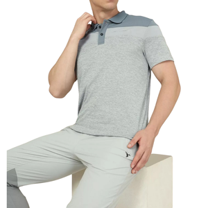 Polo à manches courtes pour homme, en tricot doux, à col, avec panneaux coupés et cousus, style color block, coupe moderne décontractée, couleurs personnalisées, vente en gros, OEM, ODM - Product Image 5